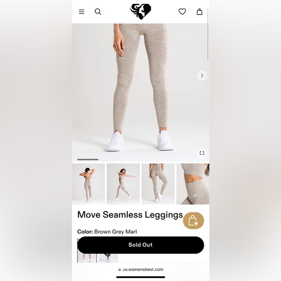 Women’s Best Move Seamless Leggings Brown Grey Marl Size Medium - Picture 2 of 2